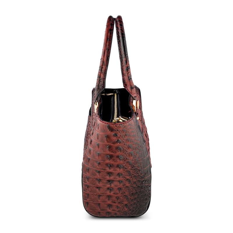 Avalon Crocodile Embossed Handbag (Brown)